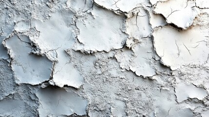 Obraz premium Textured Peeling White Paint on a Weathered Wall Showing Abstract Layered Details
