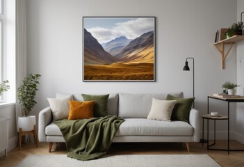 Fototapeta premium Blank view of living room with sofa and table