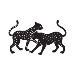 Two Cheetahs Running Silhouette Vector
