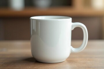 Fototapeta premium Classic white ceramic mug, handle detail visible , coffee mug, isolated