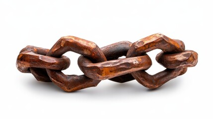 A close-up view of a rusty chain link, showcasing its rugged texture and industrial design, perfect for capturing themes of strength and connection in various contexts.