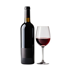 Bottle of red wine isolated on transparent background