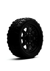 Obraz premium Off Road Tire with Black Rim on White Background