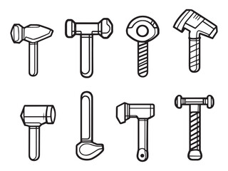 Hammer List line art icon simple design illustration
