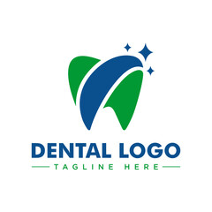 Simple dental with shine star logo design	