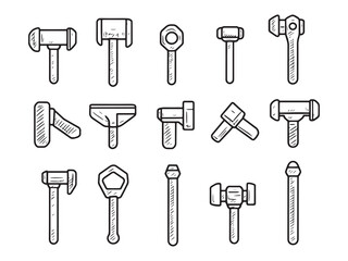 Hammer List line art icon vector drawing style
