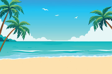 Obraz premium Tropical vibes summer beach vector.