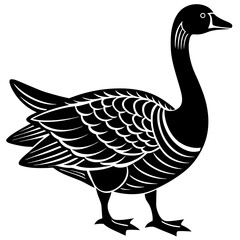 Obraz premium vector silhouette of a goose walking, long neck, wings tucked, bold design, white background 