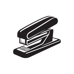Stapler Silhouette Vector Illustration, Solid White Background.