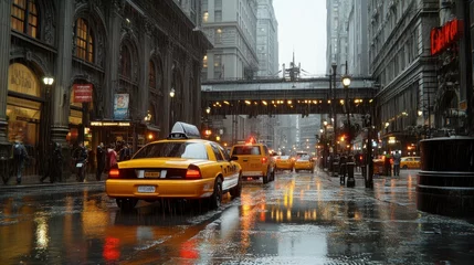 Fotobehang Rainy city street scene © irawan710