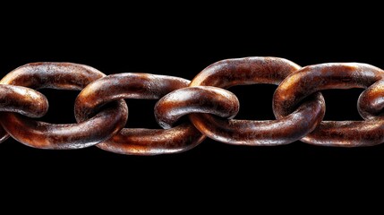Obraz premium A striking image of smooth dark chain links set against a black background highlights elegance and strength, perfect for design projects that require a bold, minimalistic aesthetic.