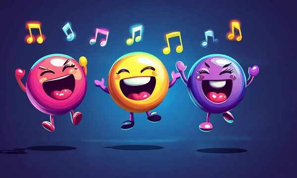 Happy emoji sing and dance