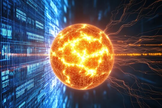 Fiery digital sun