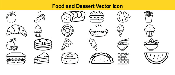 Food and Dessert Vector Icon Collection