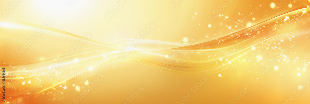 Poster Abstract light and waves create a bright golden background Generative AI