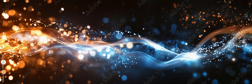 Aufkleber abstract light waves curve in vibrant colors at night generative ai