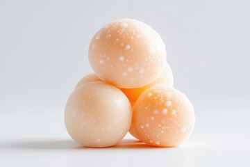 Stacked spherical treats with speckled surface