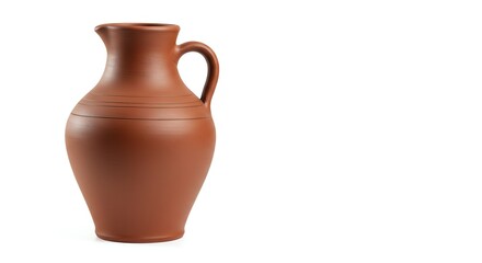 Terracotta Jug Isolated Against White Backdrop
