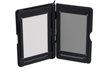Gray card for white balance adjustment on transparent background, photography accessory for...
