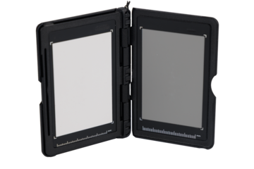 Gray card for white balance adjustment on transparent background, photography accessory for accurate color calibration