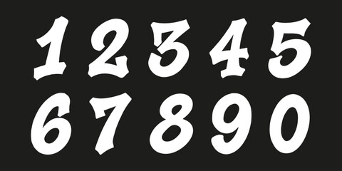 White vintage style numbers on black background