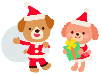 かわいいイヌのサンタクロース　クリスマス