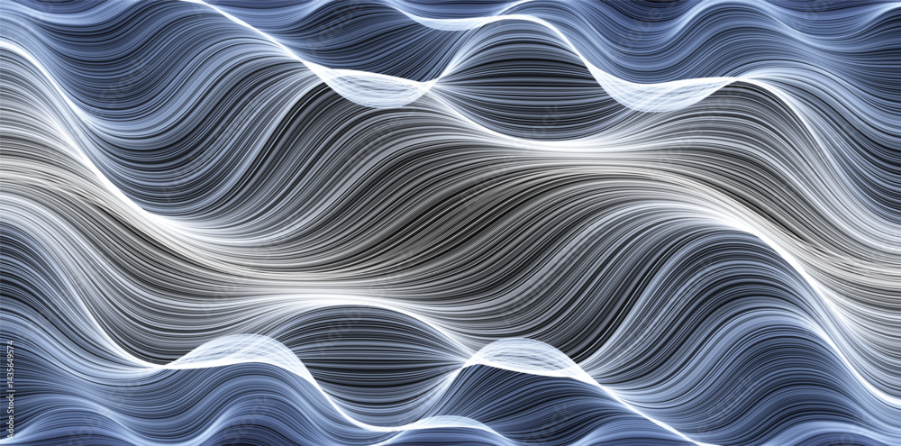 Poster abstract digital waves evoking storm, silk, ocean, fog and motion. surreal tech-inspired texture for