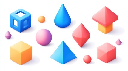 Colorful 3D geometric shapes