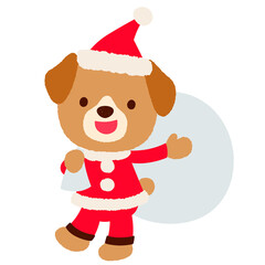 かわいいイヌのサンタクロース　クリスマス