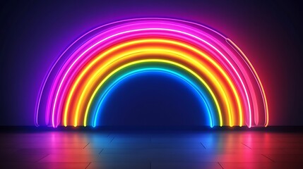 Neon Rainbow Arch with Dark Room.