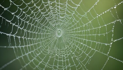 Fototapeta premium A stunning close-up of a spider web covered in glistening water droplets.