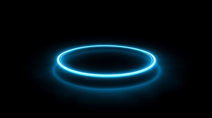 Circular neon light ring on a dark background.