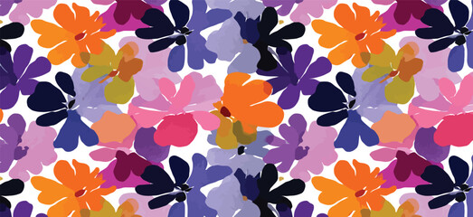 Colorful Flower Doodle Pattern with flower pattern and Space Elements on White Background Adobe Illustrator Artwork