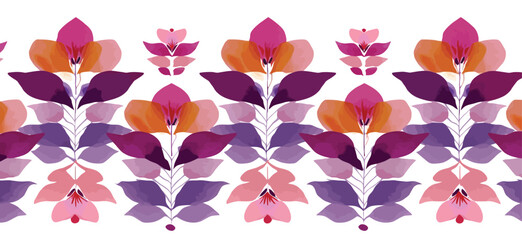 Colorful Flower Doodle Pattern with flower pattern and Space Elements on White Background Adobe Illustrator Artwork