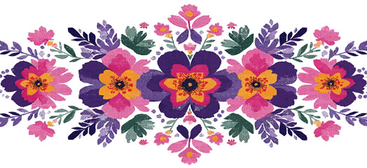 Colorful Flower Doodle Pattern with flower pattern and Space Elements on White Background Adobe Illustrator Artwork