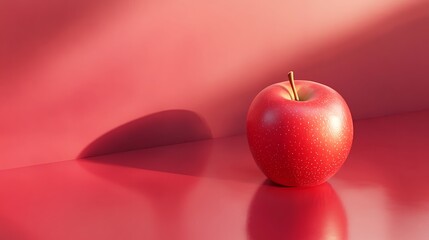 Single crimson  on a crimson surface with shadows.