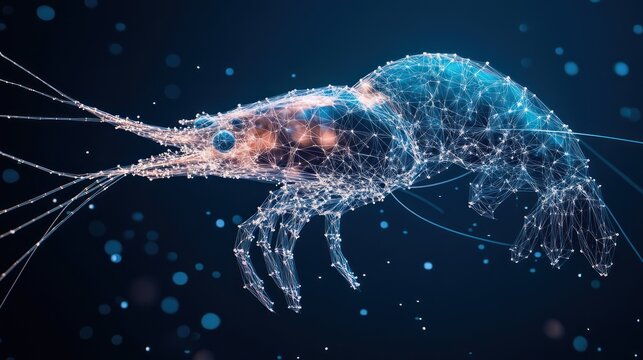 Abstract polygonal shrimp illustration. (2)