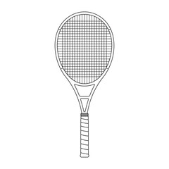 Hand drawn kids drawing Vector illustration tennis racket flat cartoon isolated