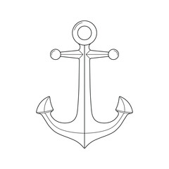 Hand drawn kids drawing Vector illustration anchor flat cartoon isolated