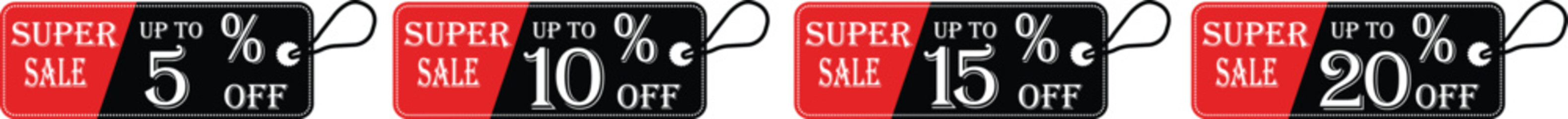 super sale tag icon set. sale stickers for advertising in a discounted store.Sale badge template with sale percentage symbols, discount price tag.sale label collection suitable for promotion media.
