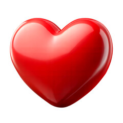 Fototapeta premium Glossy Red Heart Render On White Background Symbolizing Love And Romance
