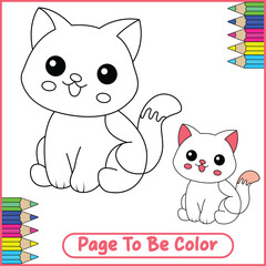 Cute Cat Vector Coloring Page