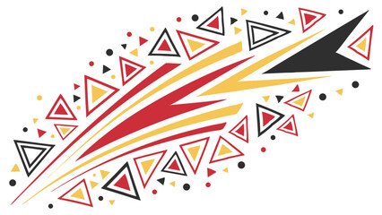 Fototapeta premium Dynamic geometric explosion: Bold triangular patterns in red, yellow, and black