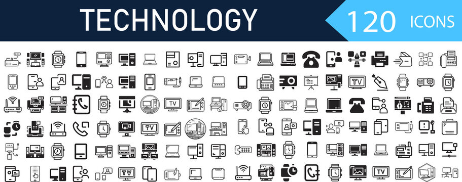 Information Technology Line Icons Set – Thin Outline Collection. Flat Design IT Icon. Big UI Pack