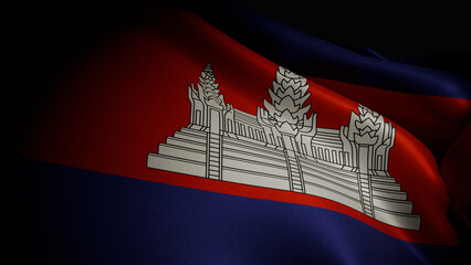 realistic 3D render of a waving Cambodia flag