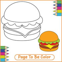Cute Burger Coloring Page Printable