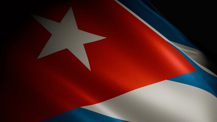 realistic 3D render of the Cuban flag waving