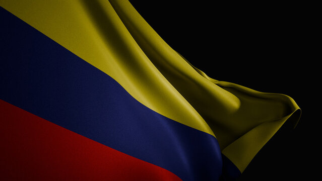realistic 3D render of the Colombian flag waving