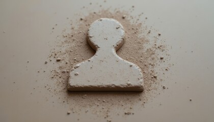 Ephemeral existence, a powdery figure on table, study in white powdery
