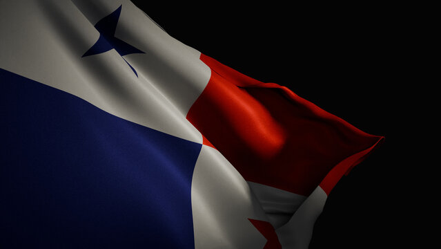 realistic 3D render of the Panamanian flag waving